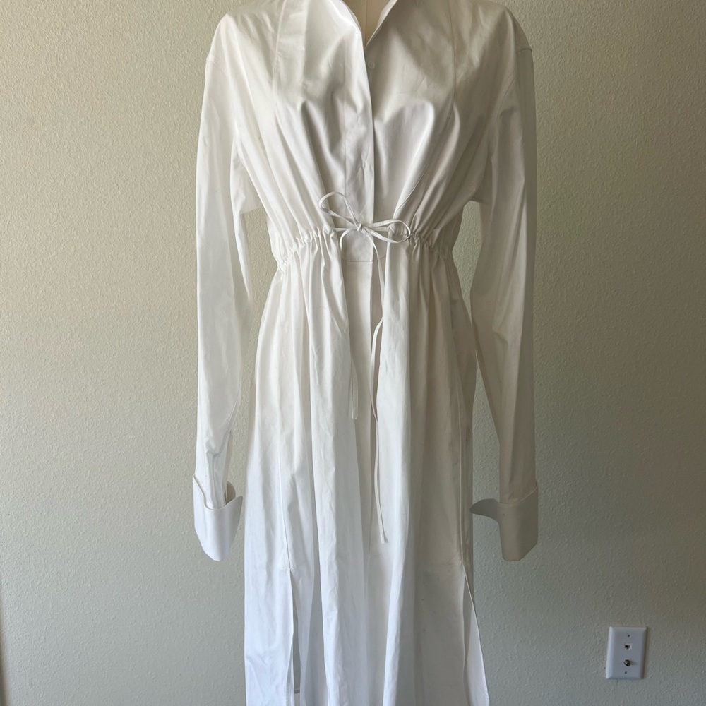 Alaïa White Long-Sleeve Drawstring Shirtdress